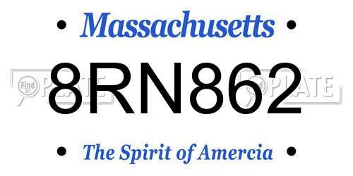 8RN862 Massachusetts License Plate