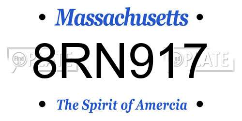 8RN917 Massachusetts License Plate