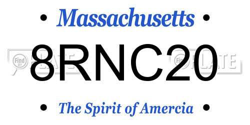 8RNC20 Massachusetts License Plate