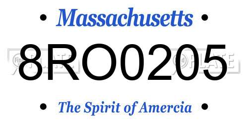 8RO0205 Massachusetts License Plate