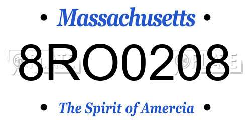 8RO0208 Massachusetts License Plate