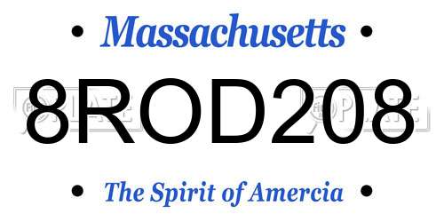 8ROD208 Massachusetts License Plate