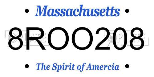 8ROO208 Massachusetts License Plate