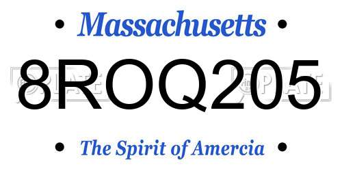 8ROQ205 Massachusetts License Plate