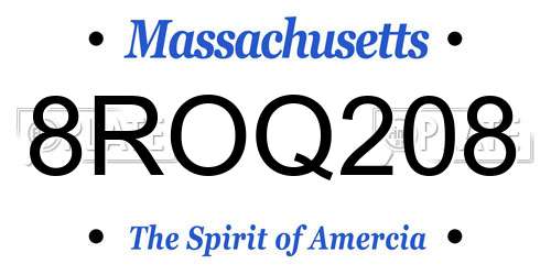 8ROQ208 Massachusetts License Plate