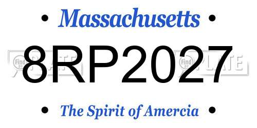 8RP2027 Massachusetts License Plate