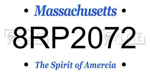 8RP2072 Massachusetts License Plate