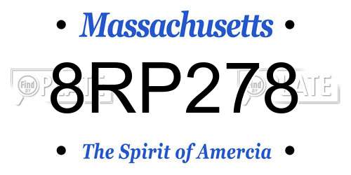 8RP278 Massachusetts License Plate