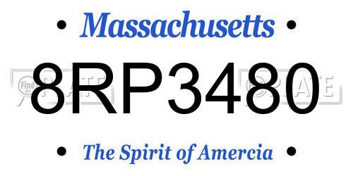 8RP3480 Massachusetts License Plate