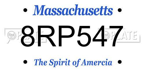 8RP547 Massachusetts License Plate