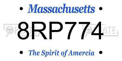 8RP774 Massachusetts License Plate