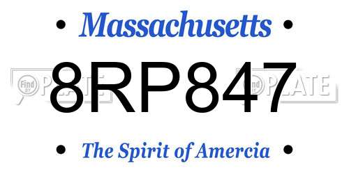 8RP847 Massachusetts License Plate