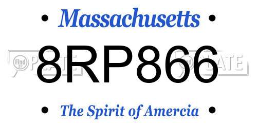 8RP866 Massachusetts License Plate