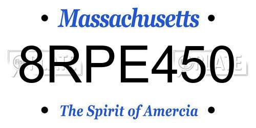 8RPE450 Massachusetts License Plate