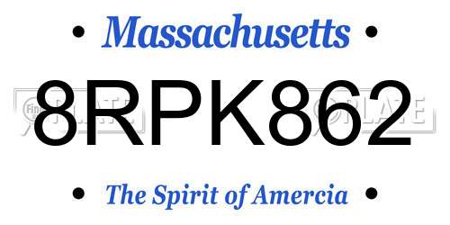 8RPK862 Massachusetts License Plate