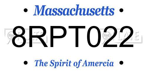 8RPT022 Massachusetts License Plate