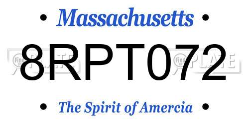 8RPT072 Massachusetts License Plate