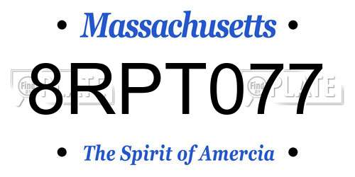 8RPT077 Massachusetts License Plate