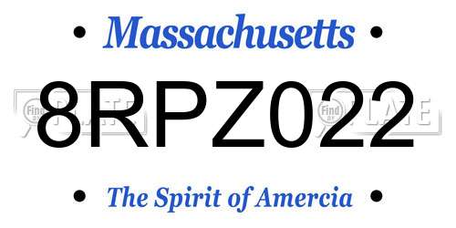 8RPZ022 Massachusetts License Plate