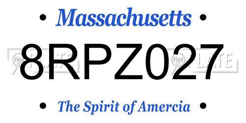 8RPZ027 Massachusetts License Plate