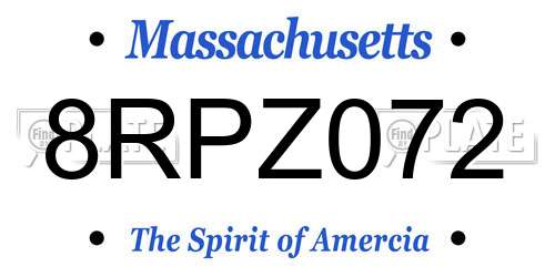 8RPZ072 Massachusetts License Plate