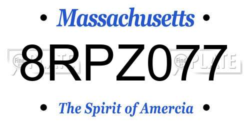 8RPZ077 Massachusetts License Plate