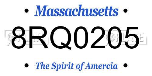 8RQ0205 Massachusetts License Plate