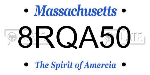 8RQA50 Massachusetts License Plate