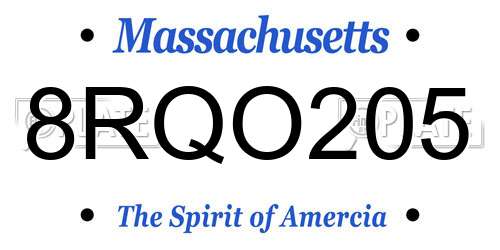 8RQO205 Massachusetts License Plate