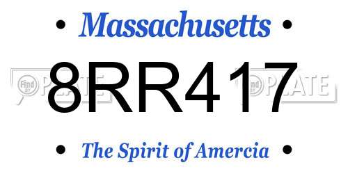 8RR417 Massachusetts License Plate