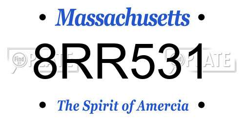 8RR531 Massachusetts License Plate