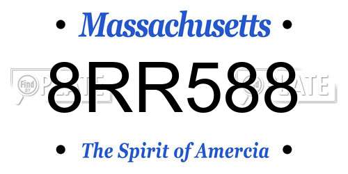 8RR588 Massachusetts License Plate