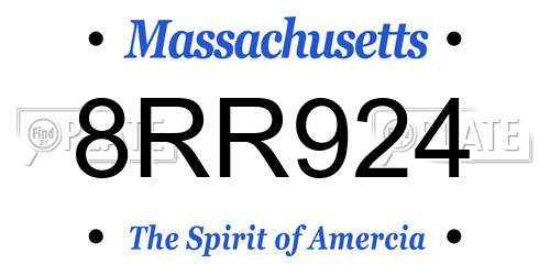 8RR924 Massachusetts License Plate