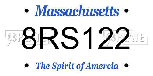 8RS122 Massachusetts License Plate