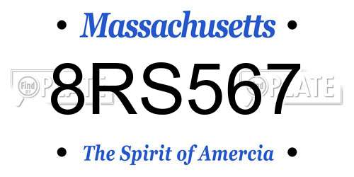 8RS567 Massachusetts License Plate
