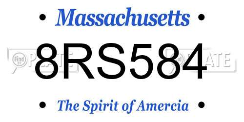 8RS584 Massachusetts License Plate