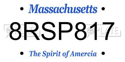 8RSP817 Massachusetts License Plate
