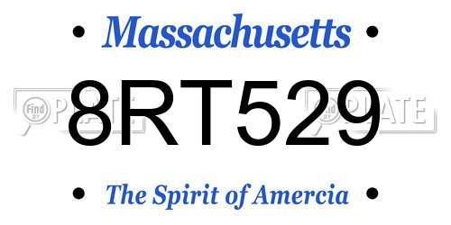 8RT529 Massachusetts License Plate