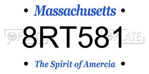 8RT581 Massachusetts License Plate