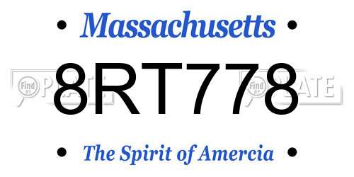 8RT778 Massachusetts License Plate