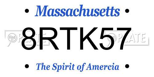 8RTK57 Massachusetts License Plate