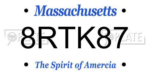 8RTK87 Massachusetts License Plate