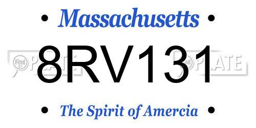 8RV131 Massachusetts License Plate