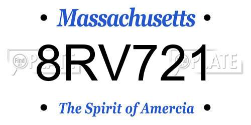 8RV721 Massachusetts License Plate