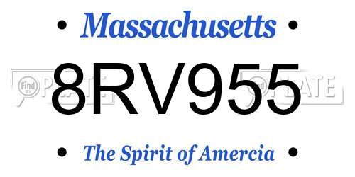 8RV955 Massachusetts License Plate