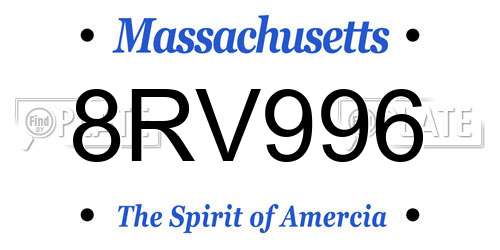 8RV996 Massachusetts License Plate