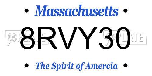 8RVY30 Massachusetts License Plate
