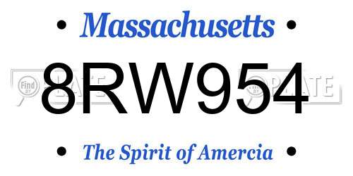 8RW954 Massachusetts License Plate