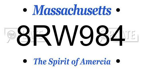 8RW984 Massachusetts License Plate