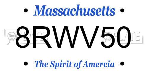 8RWV50 Massachusetts License Plate
